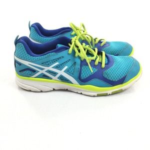 Asics Sustain Athletic Running Shoes Size 9 Womens Turquoise Blue Lime Sneakers